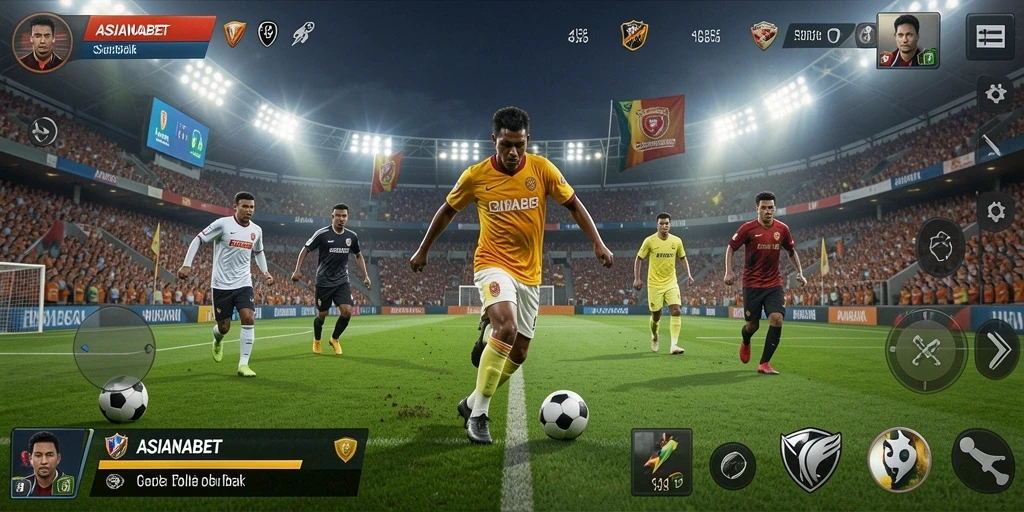 Tampilan gameplay ASIANABET yang seru dan menegangkan saat pertandingan sepak bola berlangsung.