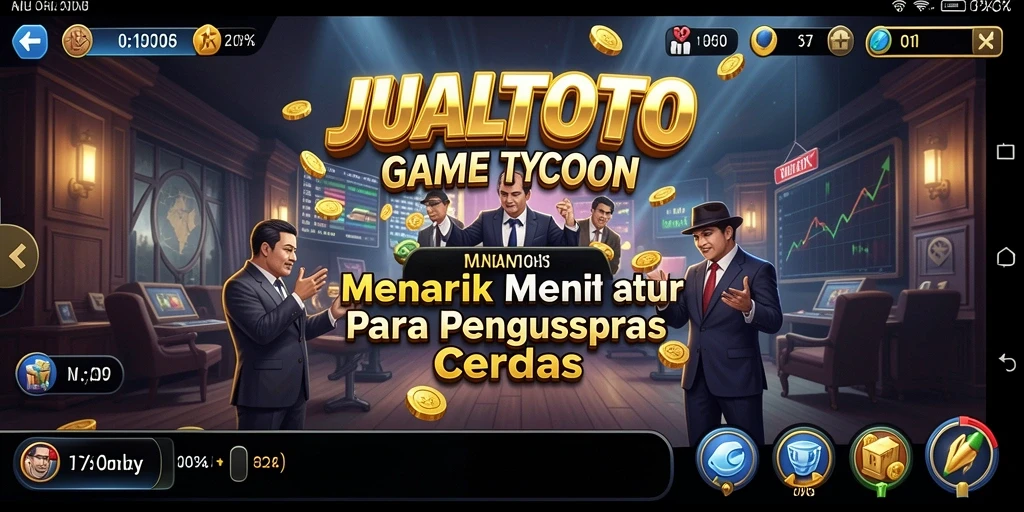Tampilan gameplay JUALTOTO menonjolkan keseruan sebagai game Tycoon.