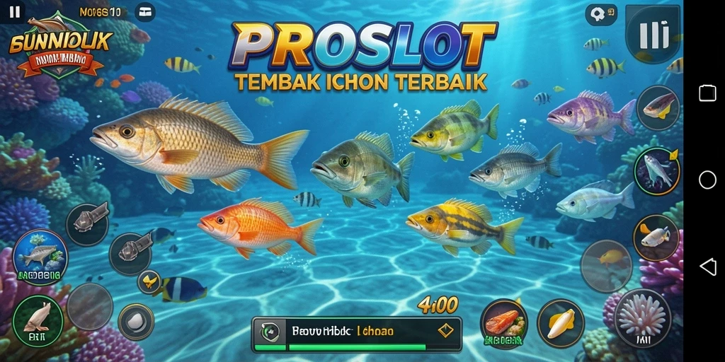 Tangkapan layar gameplay <strong>PROSLOT</strong> yang penuh aksi saat menembak ikan.